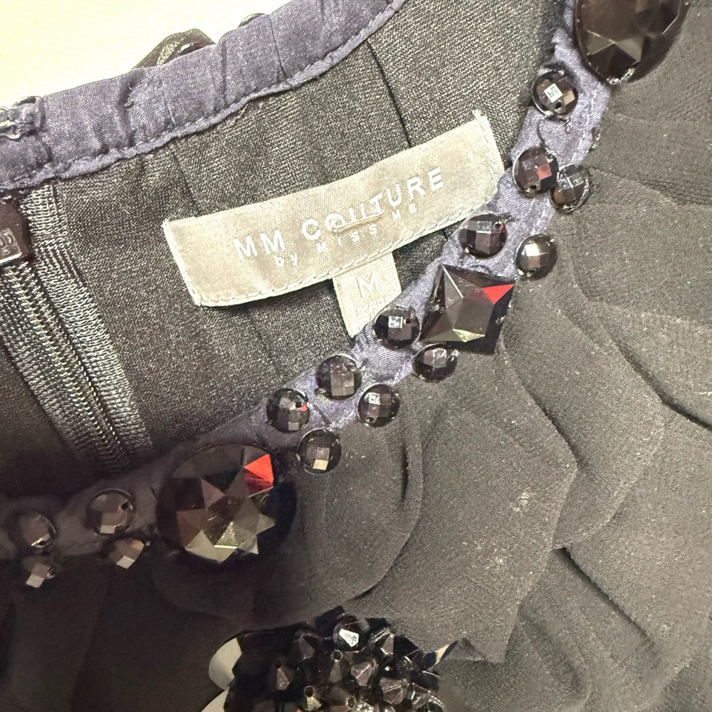MM Couture by Miss Me Elegant Navy Sleeveless Dress with Black Accents Size M - Picture 7 of 7